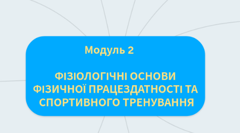 Mind Map: Модуль 2                                                 ФІЗІОЛОГІЧНІ ОСНОВИ ФІЗИЧНОЇ ПРАЦЕЗДАТНОСТІ ТА  СПОРТИВНОГО ТРЕНУВАННЯ