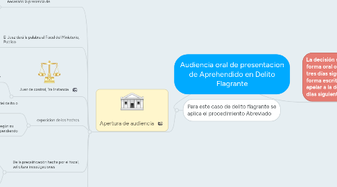 Mind Map: Audiencia oral de presentacion de Aprehendido en Delito Flagrante