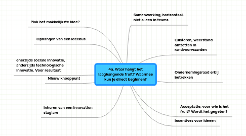 Mind Map: 4a. Waar hangt het laaghangende fruit? Waarmee kun je direct beginnen?