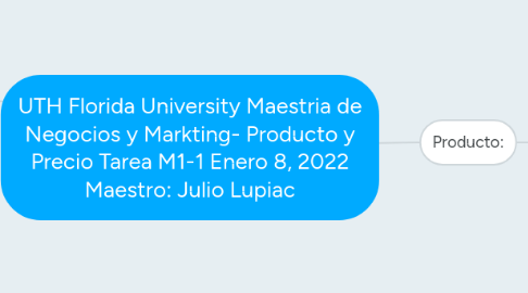 Mind Map: UTH Florida University Maestria de Negocios y Markting- Producto y Precio Tarea M1-1 Enero 8, 2022 Maestro: Julio Lupiac