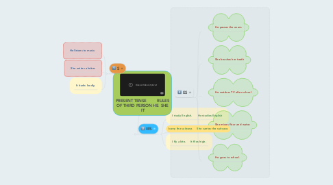 Mind Map: PRESENT TENSE         RULES OF THIRD PERSON HE  SHE  IT