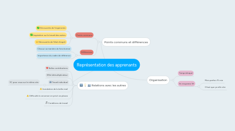 Mind Map: Représentation des apprenants