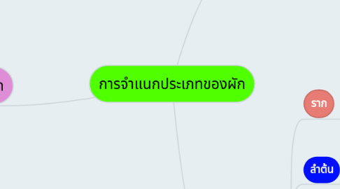 Mind Map: การจำเเนกประเภทของผัก