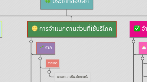 Mind Map: ประเภทของผัก