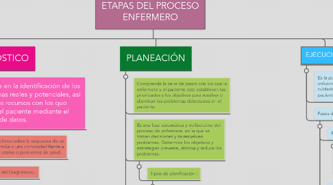 Mind Map: ETAPAS DEL PROCESO ENFERMERO