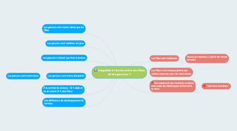 Mind Map: Inégalité à l'école entre les filles et les garçons ?