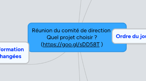 Mind Map: Réunion du comité de direction  Quel projet choisir ? (https://goo.gl/sDD58T )