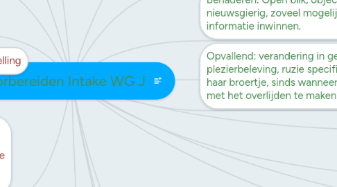 Mind Map: Voorbereiden Intake WG J