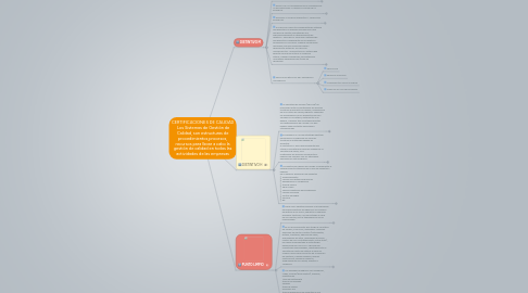 Mind Map: CERTIFICACIONES DE CALIDAD Los Sistemas de Gestión de Calidad, son estructuras de procedimientos,procesos, recursos para llevar a cabo la gestión de calidad en todas las actividades de las empresas