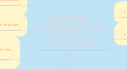 Mind Map: Projet Tuteuré : Commercialisation de vêtements portant le logo TC (Techniques de Commercialisation)