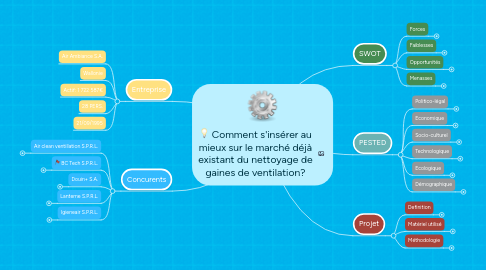 Mind Map: Comment s'insérer au mieux sur le marché déjà existant du nettoyage de gaines de ventilation?