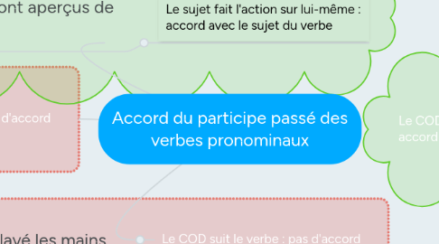 Mind Map: Accord du participe passé des verbes pronominaux