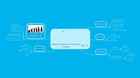 Mind Map: Origen y Evolución de la Especie Humana