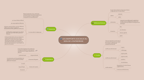 Mind Map: LES RAPPORTS SOCIAUX AU SEIN DE L'ENTREPRISE.