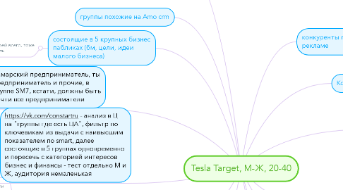 Mind Map: Tesla Target, М-Ж, 20-40