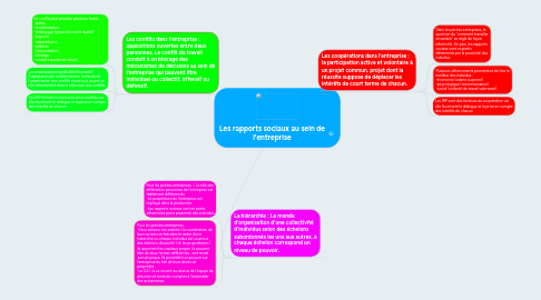 Mind Map: Les rapports sociaux au sein de l'entreprise