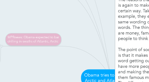Mind Map: Obama tries to protect the Arctic and Atlantic oceans