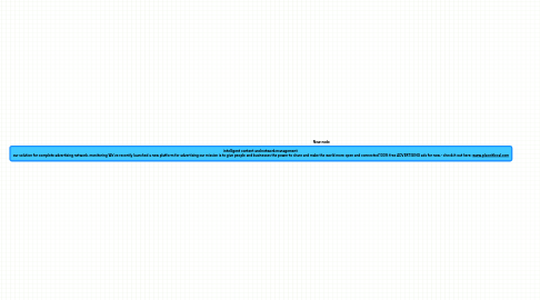 Mind Map: intelligent content and network management our solution for complete advertising network. monitoring We've recently launched a new platform for advertising our mission is to give people and businesses the power to share and make the world more open and connected 100% free ADVERTISING ads for now.- check it out here: www.placeitlocal.com