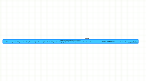 Mind Map: intelligent content and network management  our solution for complete advertising network. monitoring We've recently launched a new platform for advertising our mission is to give people and businesses the power to share and make the world more open and connected 100% free ADVERTISING ads for now.- check it out here: www.placeitlocal.com