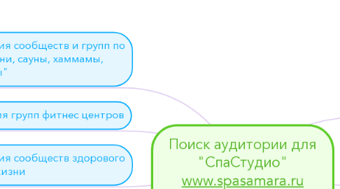 Mind Map: Поиск аудитории для "СпаСтудио" www.spasamara.ru vk.com/spastudiosamara