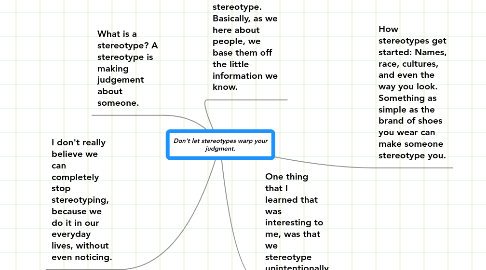 Mind Map: Don't let stereotypes warp your judgment.