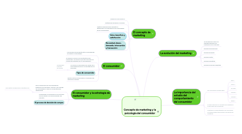 Mind Map: Concepto de marketing y la psicología del consumidor