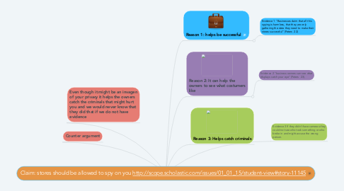 Mind Map: Claim: stores should be allowed to spy on you http://scope.scholastic.com/issues/01_01_15/student-view#story-11145