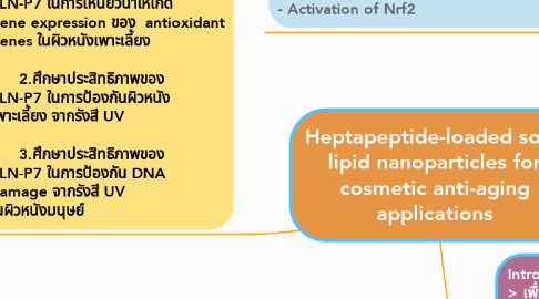 Mind Map: Heptapeptide-loaded solid lipid nanoparticles for cosmetic anti-aging applications