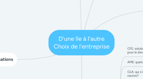 Mind Map: D'une île à l'autre Choix de l'entreprise