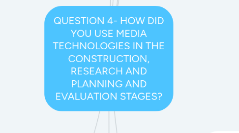 Mind Map: QUESTION 4- HOW DID YOU USE MEDIA TECHNOLOGIES IN THE CONSTRUCTION, RESEARCH AND PLANNING AND EVALUATION STAGES?