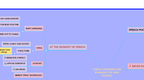 Mind Map: PUBLIC SPEAKING FOR BUSINESS LIFE AND SCHOOL