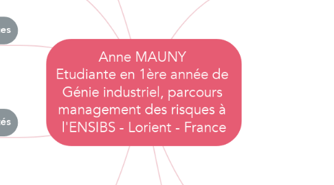 Mind Map: Anne MAUNY  Etudiante en 1ère année de  Génie industriel, parcours  management des risques à  l'ENSIBS - Lorient - France