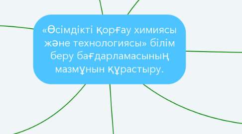 Mind Map: «Өсімдікті қорғау химиясы және технологиясы» білім беру бағдарламасының мазмұнын құрастыру.