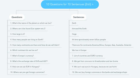 Mind Map: 10 Questions for 10 Sentences [Zoli] +