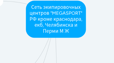 Mind Map: Сеть экипировочных центров "MEGASPORT" РФ кроме краснодара, екб, Челябинска и Перми М Ж