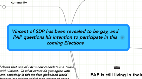 Mind Map: Vincent of SDP has been revealed to be gay, and PAP questions his intention to participate in this coming Elections