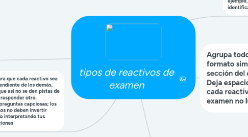 Mind Map: tipos de reactivos de examen