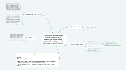 Mind Map: Expectation: modelling and adapting expectations, strategies and assessment practices in response to the individual needs of students
