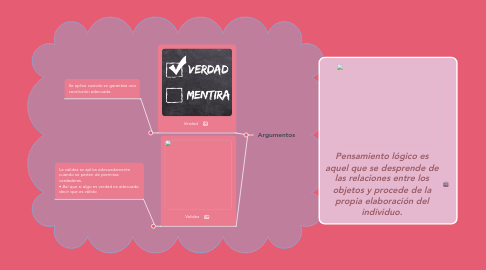 Mind Map: Pensamiento lógico es aquel que se desprende de las relaciones entre los objetos y procede de la propia elaboración del individuo.