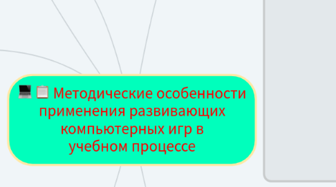 Mind Map: Методические особенности применения развивающих компьютерных игр в учебном процессе