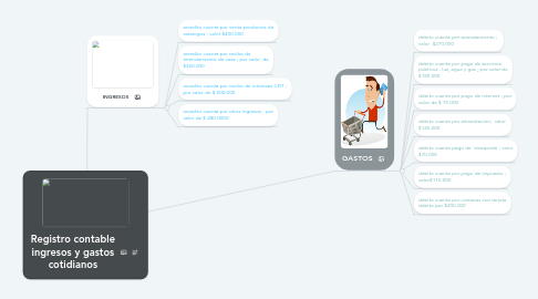 Mind Map: Registro contable ingresos y gastos cotidianos