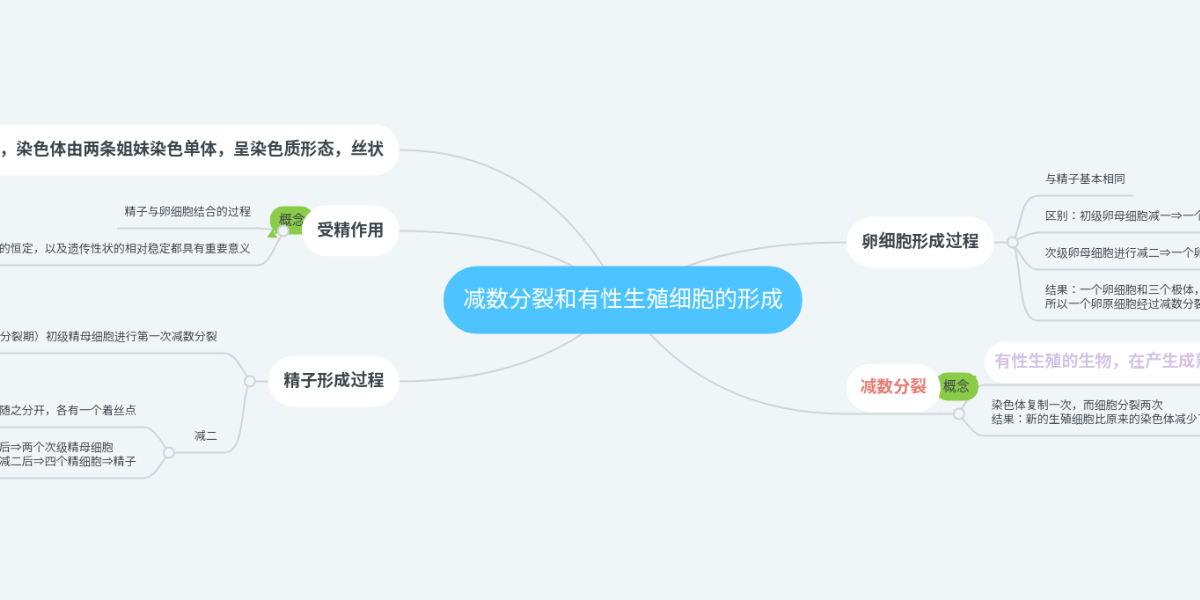 减数分裂和有性生殖细胞的形成 Mindmeister 思维导图